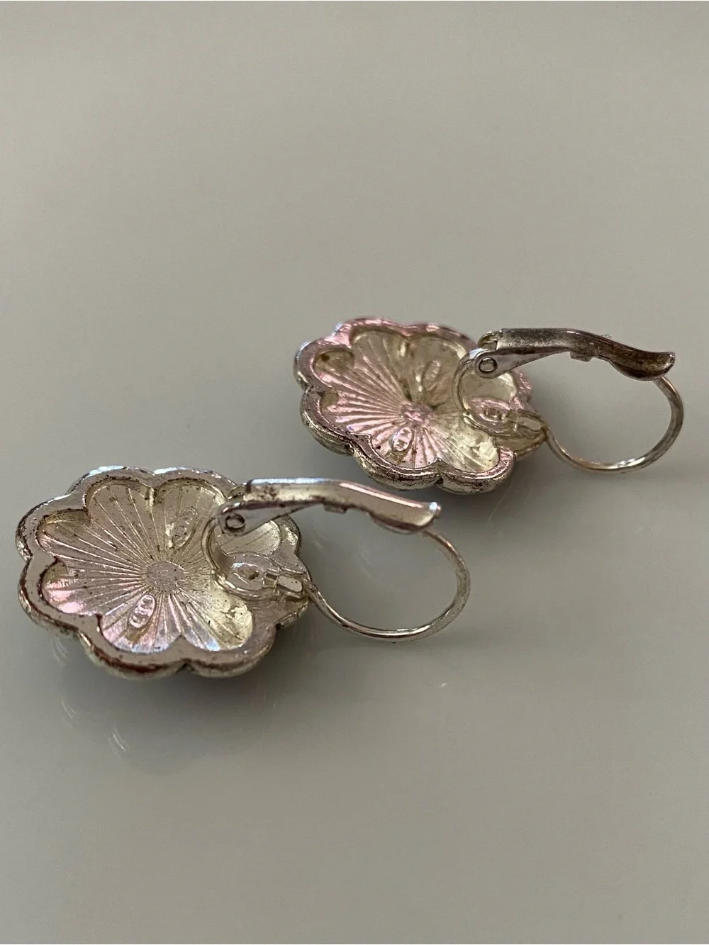Avon Red Flower Drop Earrings with Turquoise Accents